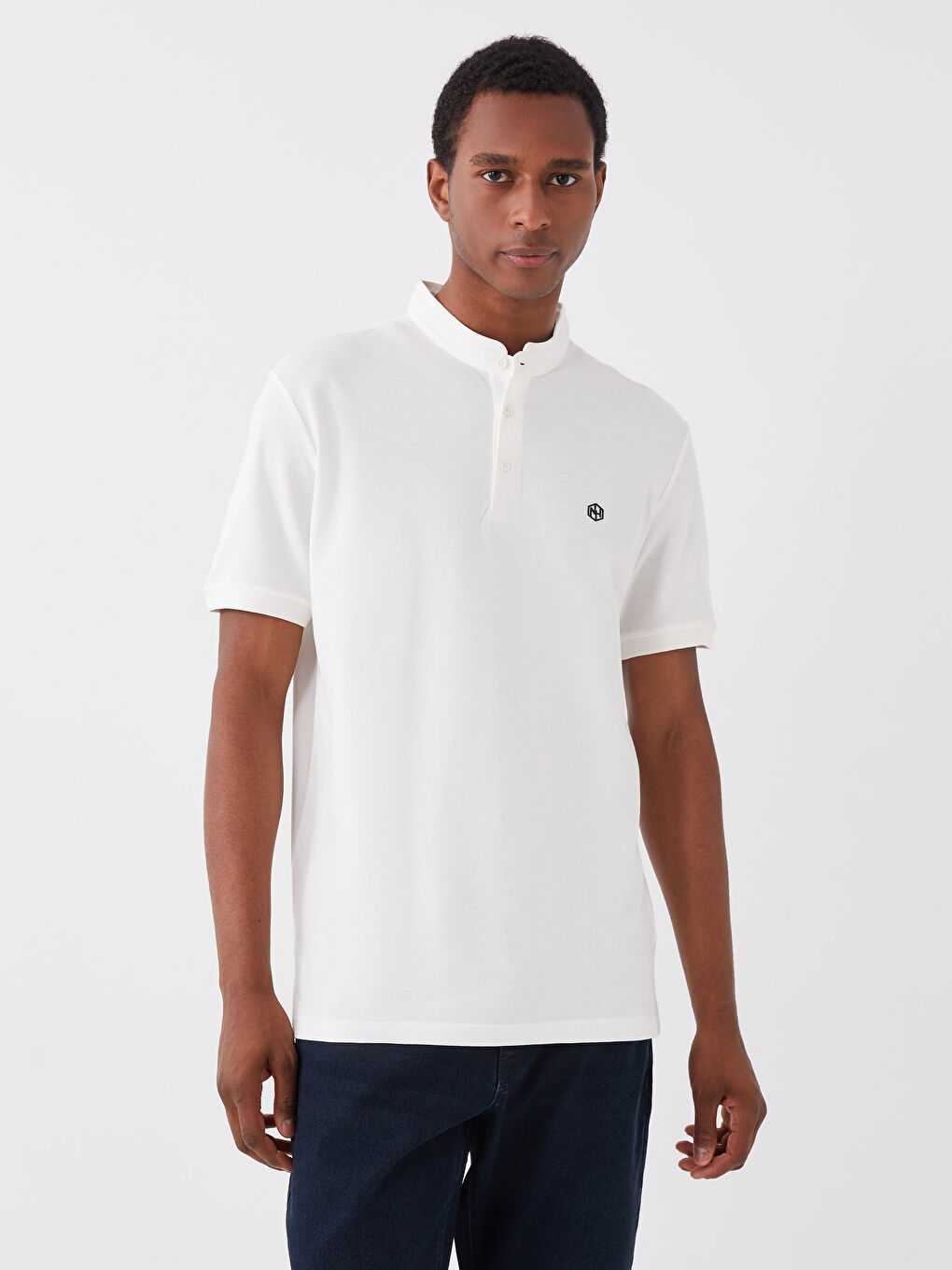 Ekru Hakim Yaka Pike Erkek Tişört-1