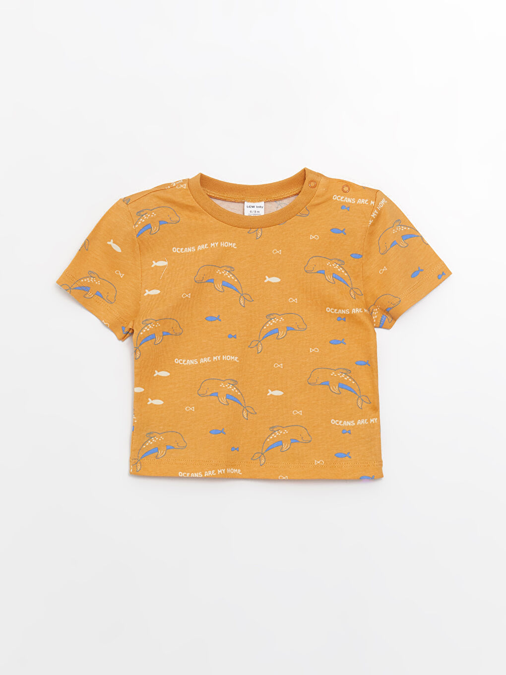 Дөңгелек жағалы қысқа жең принтті балаға арналған футболка мен шорты 2 данадан тұратын жинақ-1