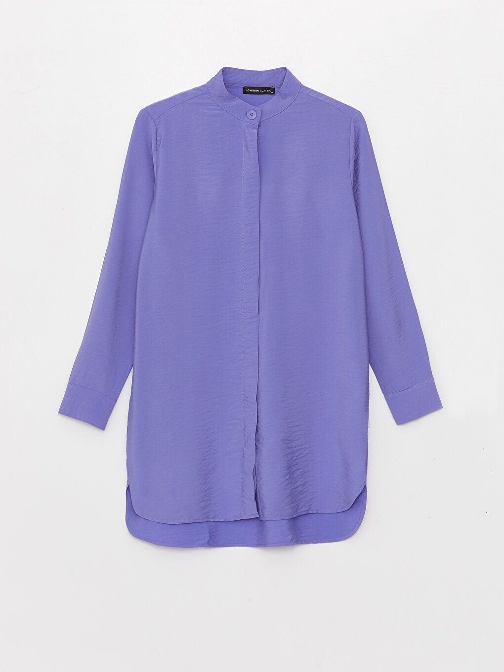 Mor Hakim Yaka Düz Uzun Kollu Kadın Tunik-5