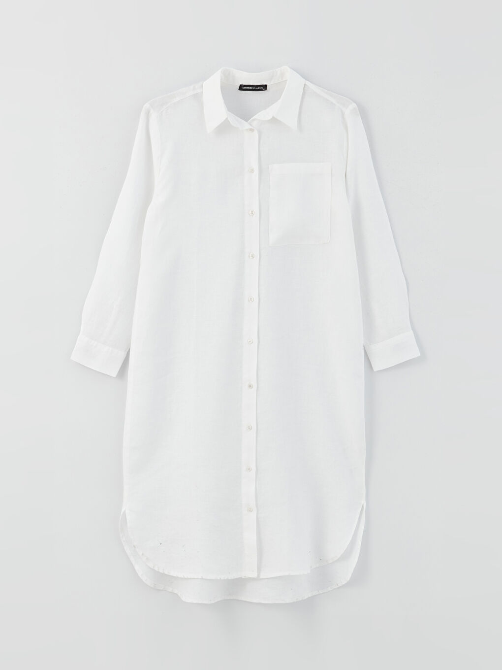 Beyaz %100 Keten Kadın Gömlek Tunik-4