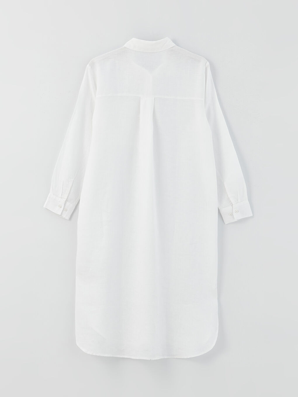 Beyaz %100 Keten Kadın Gömlek Tunik-5