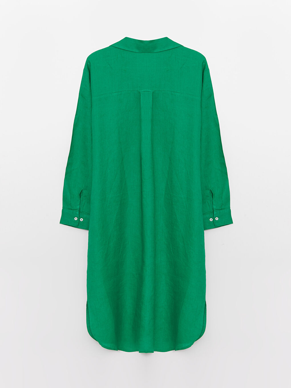 Yeşil %100 Keten Kadın Gömlek Tunik-6
