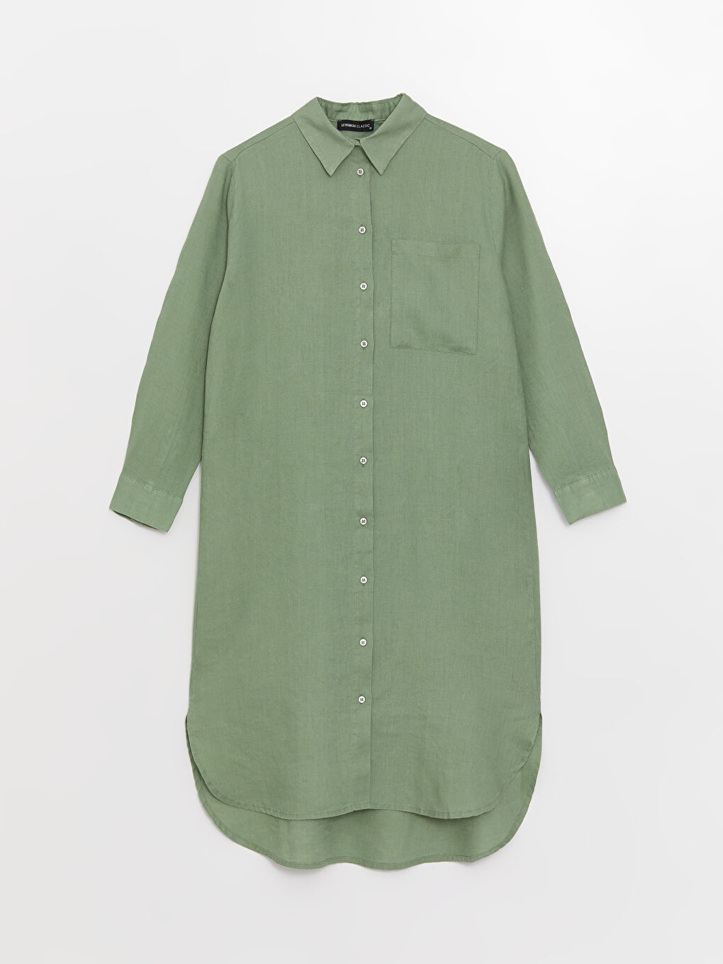 Haki %100 Keten Kadın Gömlek Tunik-4