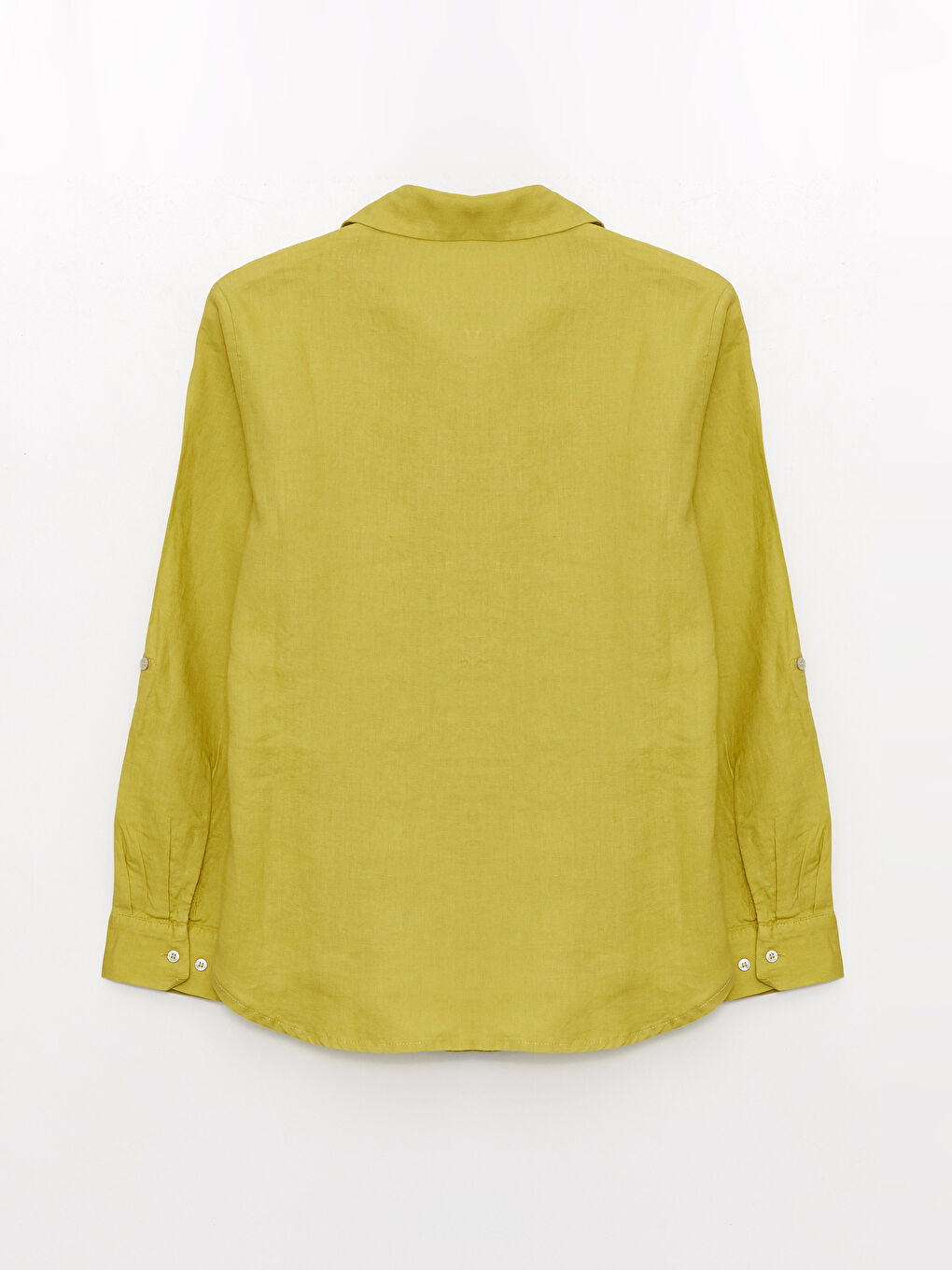 Yeşil %100 Keten Kadın Gömlek-6