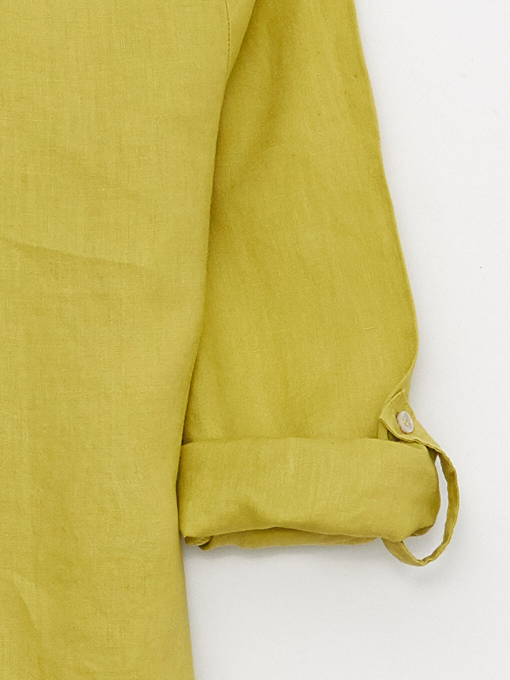 Yeşil %100 Keten Kadın Gömlek-7