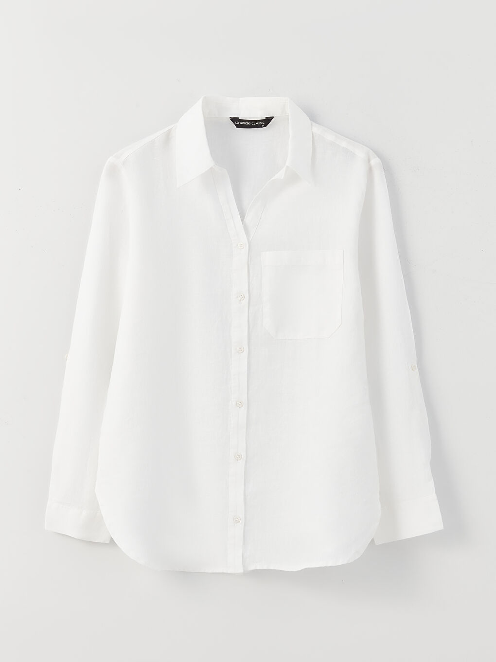 Beyaz %100 Keten Kadın Gömlek-8