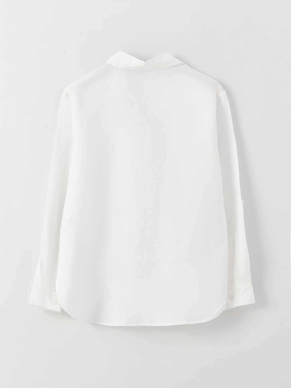 Beyaz %100 Keten Kadın Gömlek-9