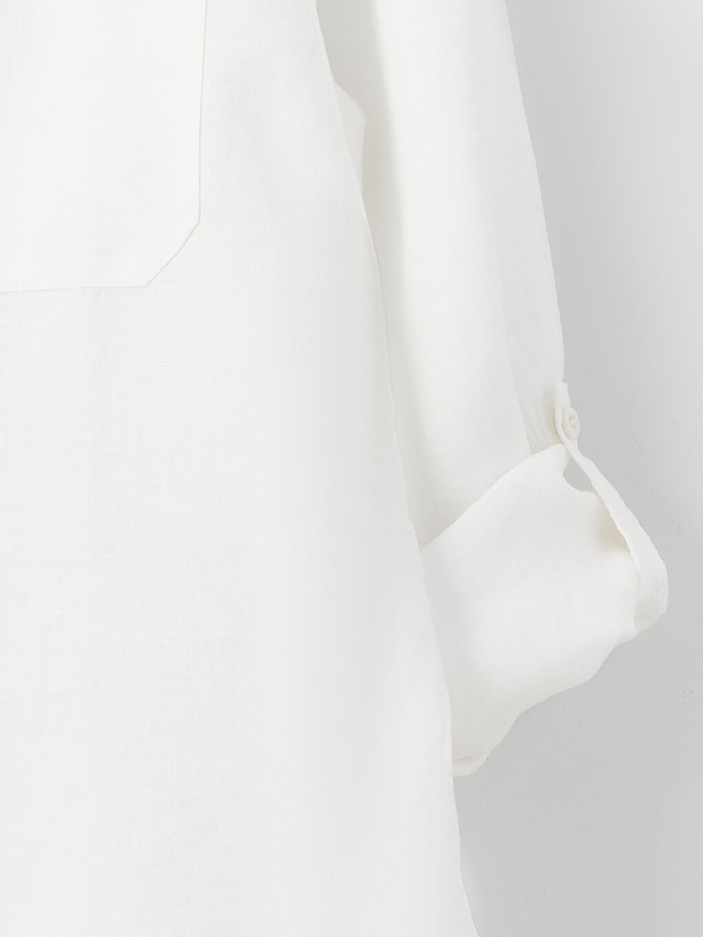 Beyaz %100 Keten Kadın Gömlek-10