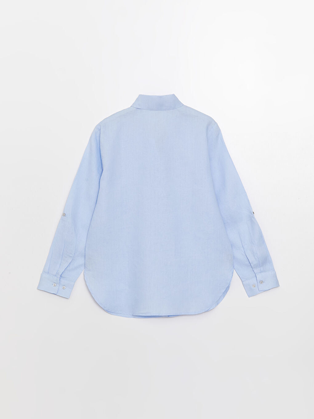 Mavi %100 Keten Kadın Gömlek-6