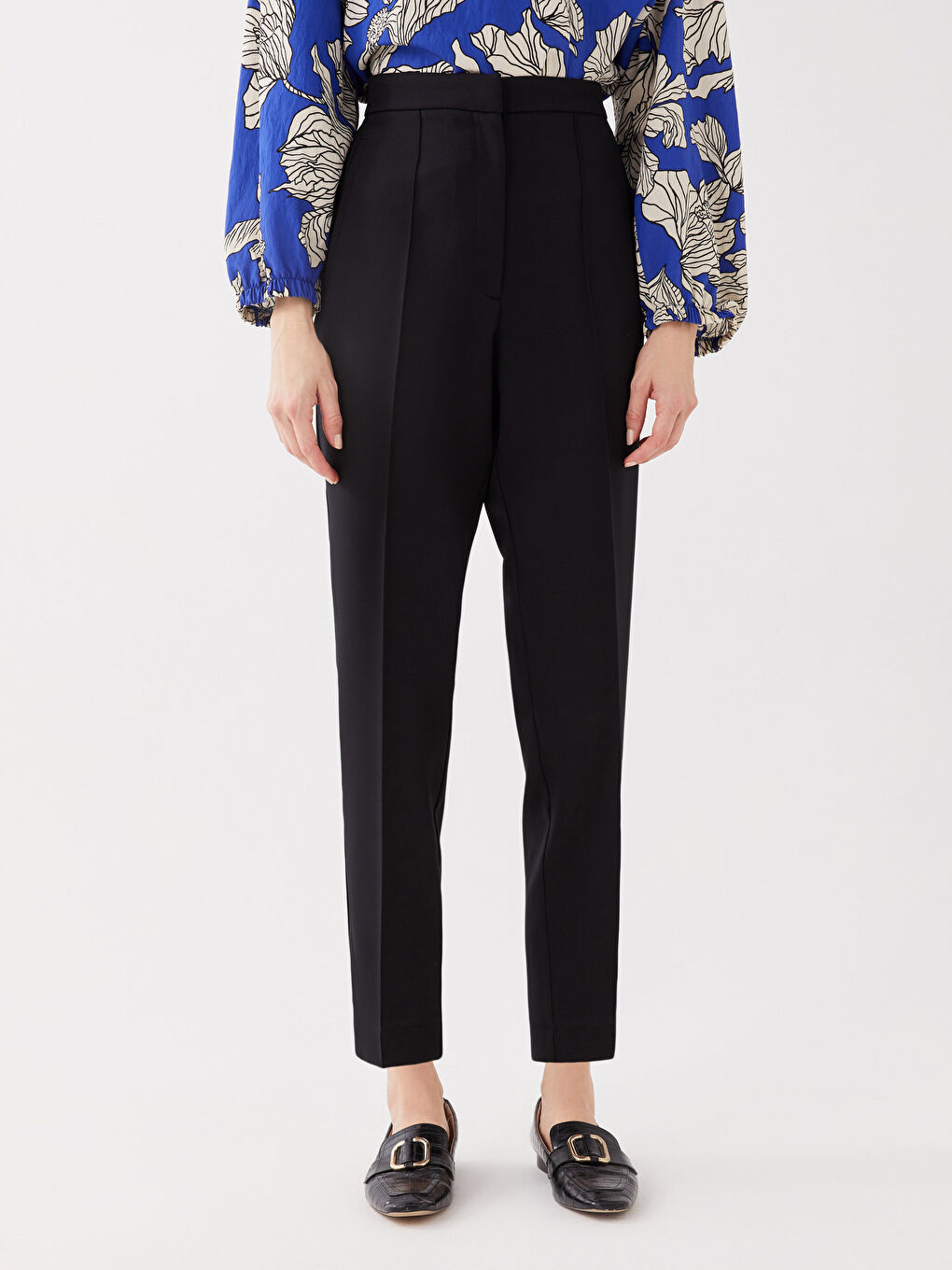 Women's High Waist Regular Fit Plain Trousers-2