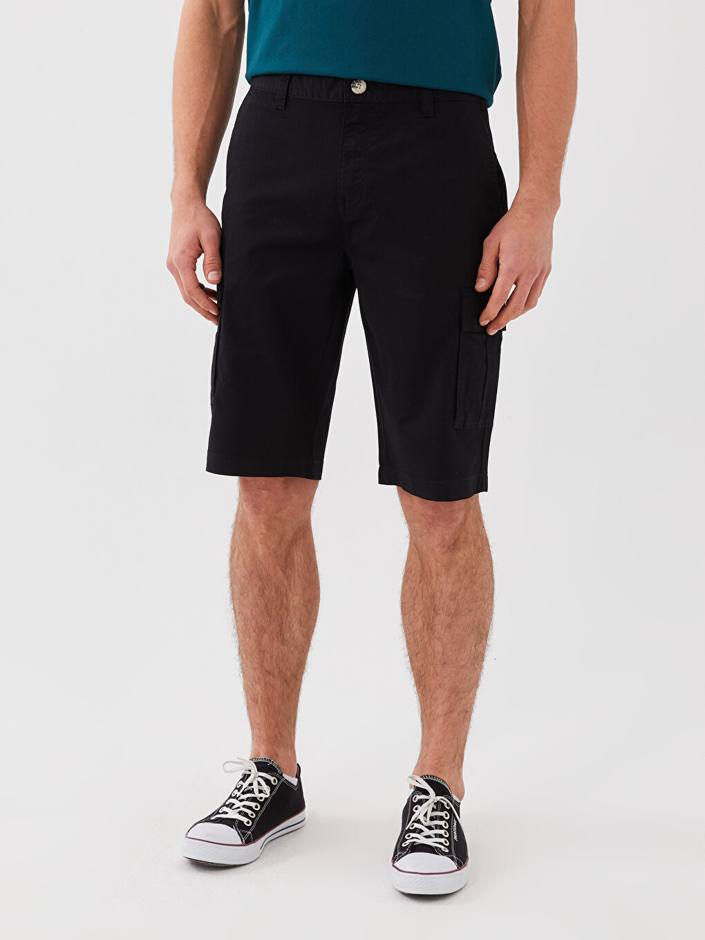 Pantaloni scurți Bermuda pentru Bărbați, Standard Fit, Țesătură în diagonală-2