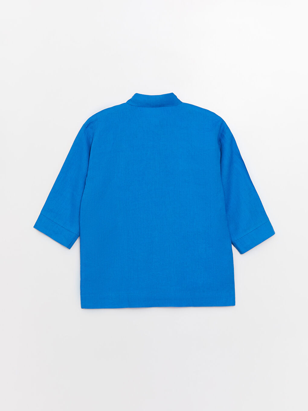 Mavi Oversize %100 Keten Kadın Gömlek-7