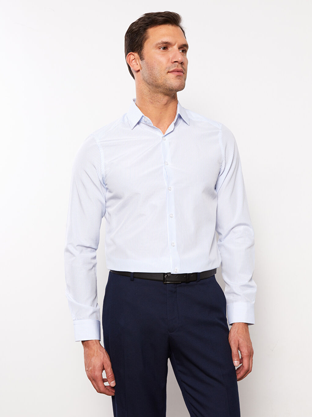 LCWAIKIKI Formal Slim Fit Long Sleeve Striped Twill Men's Shirt -S3EK72Z8-LJX