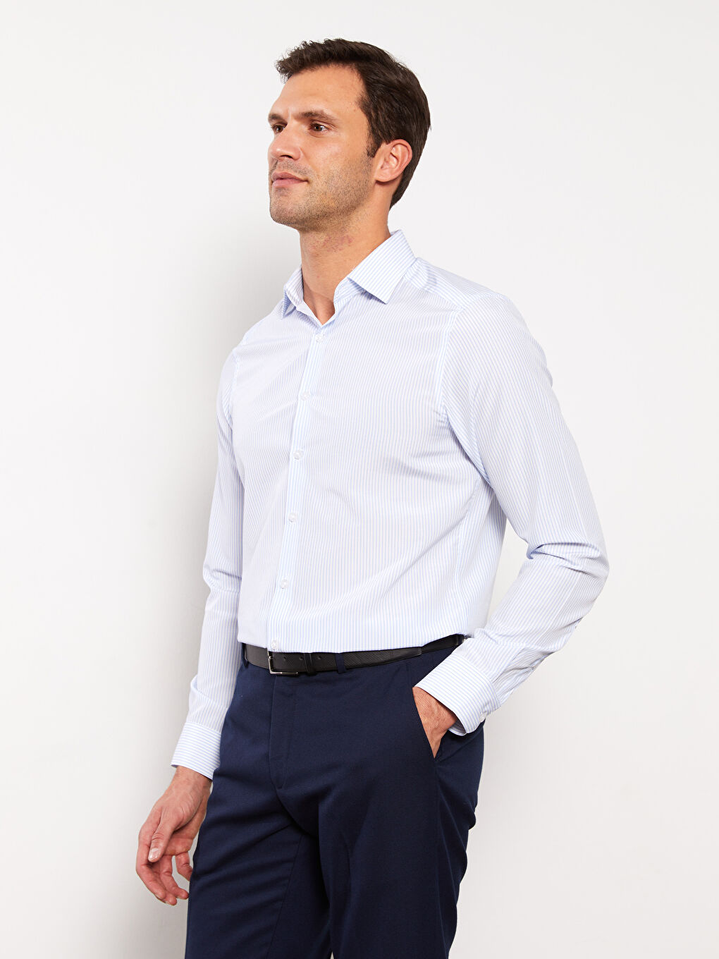 LCWAIKIKI Formal Slim Fit Long Sleeve Striped Twill Men's Shirt -S3EK72Z8-LJX