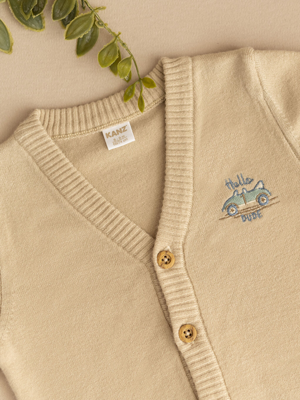 كارديجان تريكو أولاد رضع بياقة على شكل حرف V وكم طويل-1