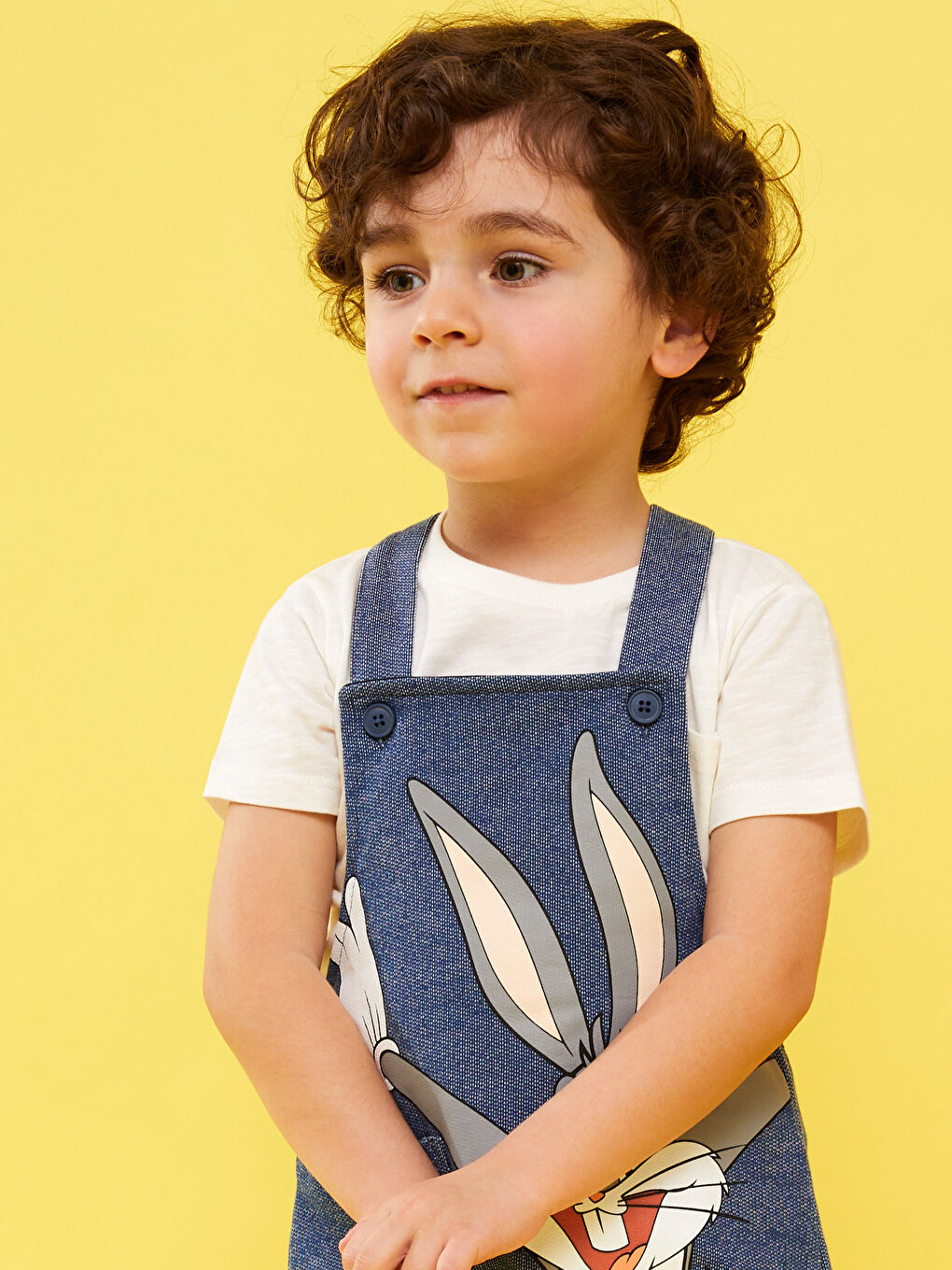 Mavi Askılı Bugs Bunny Baskılı Erkek Bebek Salopet-1