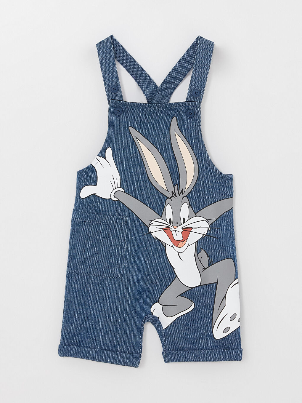 Mavi Askılı Bugs Bunny Baskılı Erkek Bebek Salopet-3
