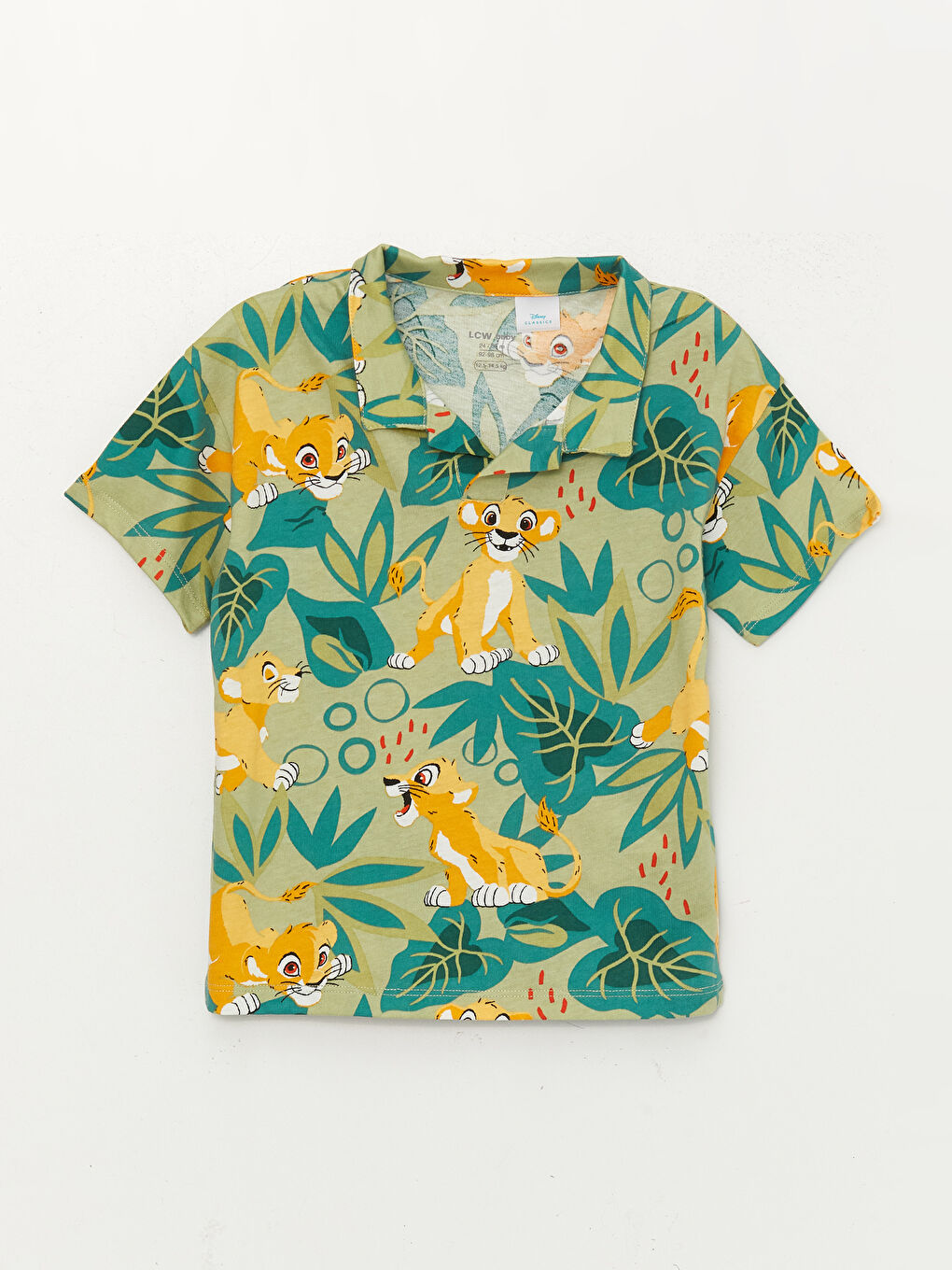 Yeşil Erkek Bebek Aslan Kral Baskılı Tişört ve Şort 2'li Takım-1