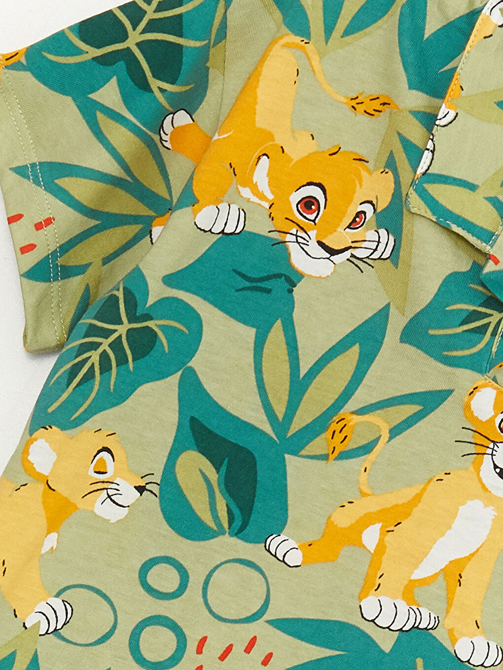 Yeşil Erkek Bebek Aslan Kral Baskılı Tişört ve Şort 2'li Takım-3