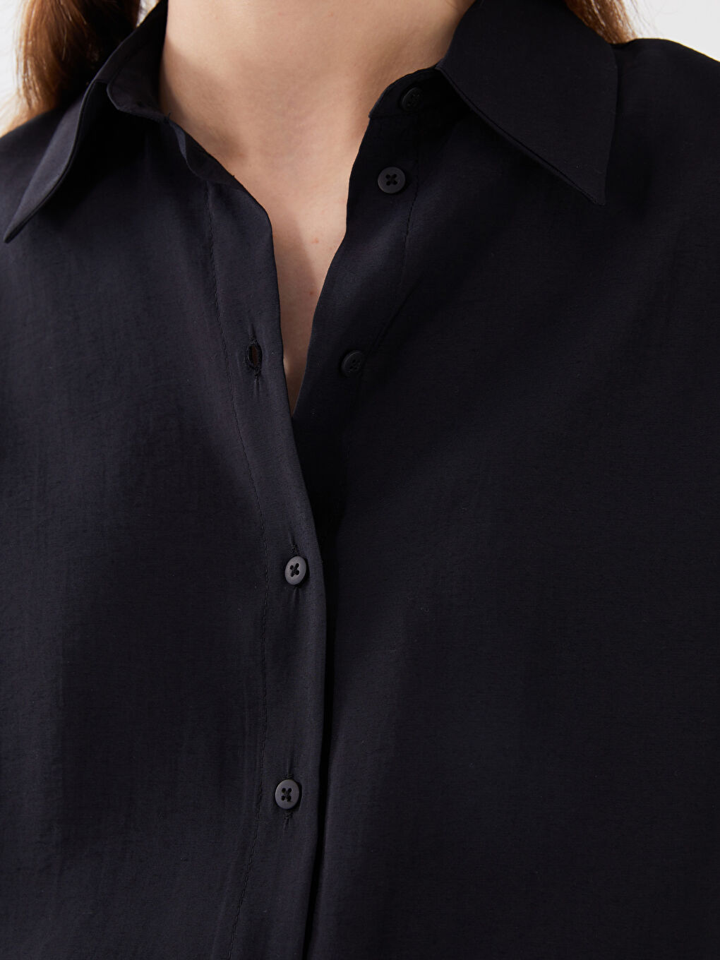 Plain Long Sleeve Oversize Women's Shirt-3