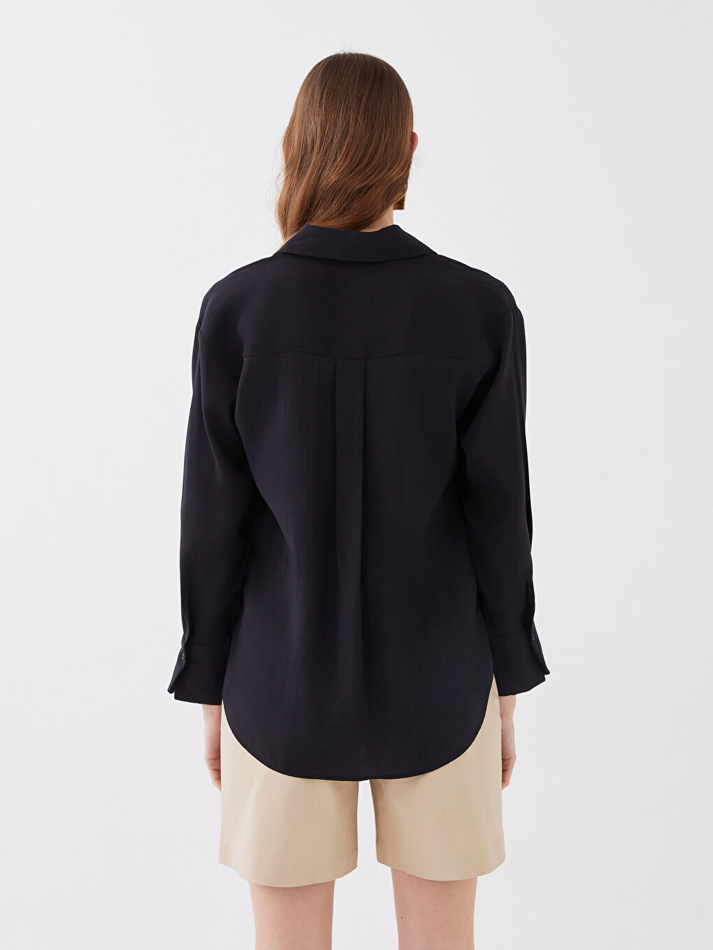 Plain Long Sleeve Oversize Women's Shirt-4