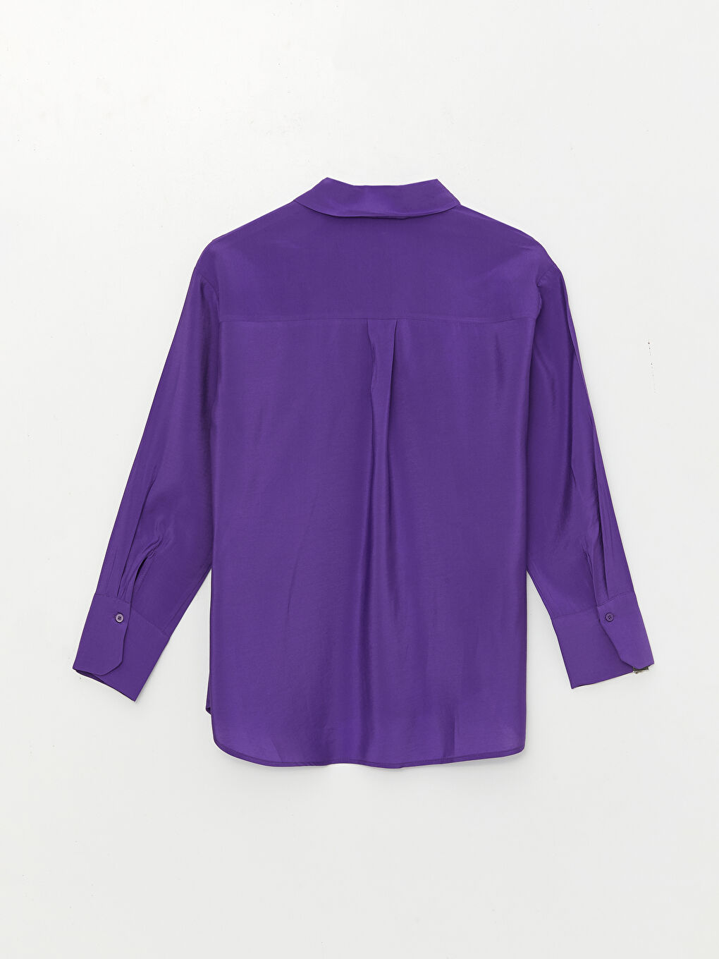 Mor Düz Uzun Kollu Oversize Kadın Gömlek-6