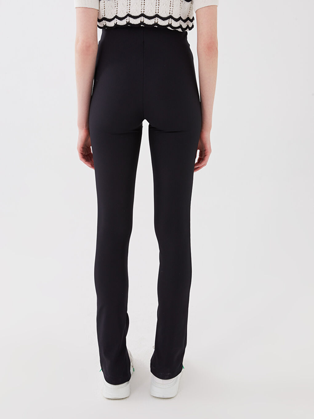 ქალებისთვის ელასტიური წელი უბრალო გამაშები შარვალი-3