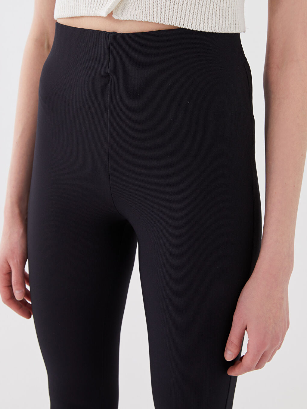 ქალებისთვის ელასტიური წელი უბრალო გამაშები შარვალი-4