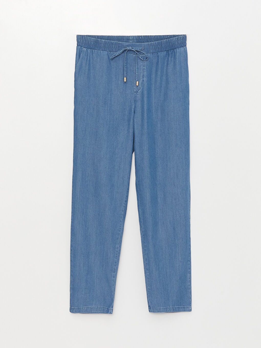 İndigo Kadın Beli Lastikli Düz Jean Pantolon-5