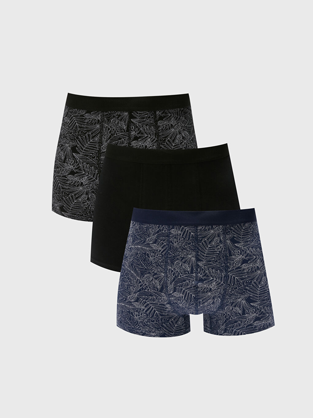 Lacivert Standart Kalıp Pamuklu Esnek Erkek Boxer 3'lü