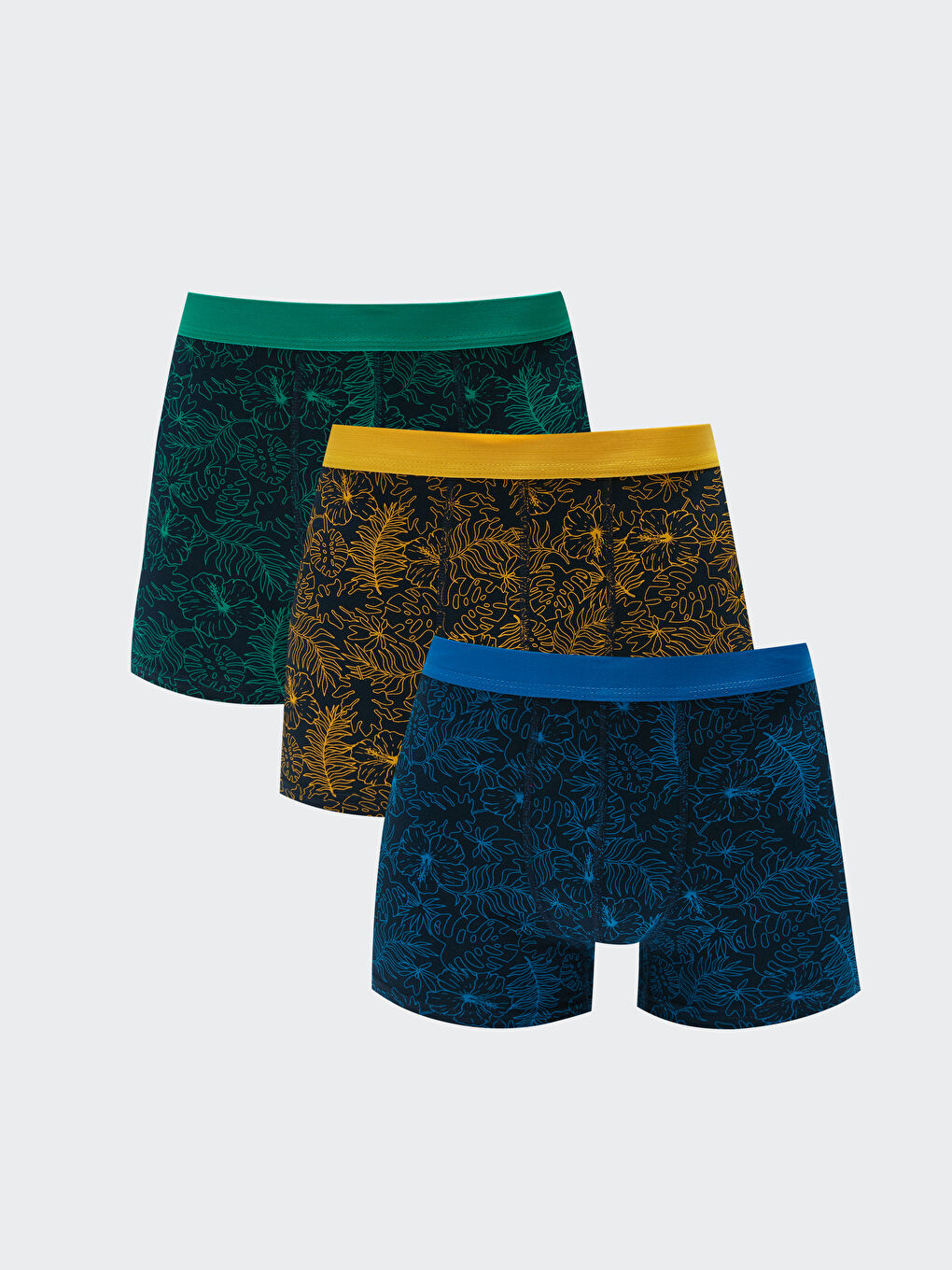 Lacivert Standart Kalıp Pamuklu Esnek Erkek Boxer 3'lü