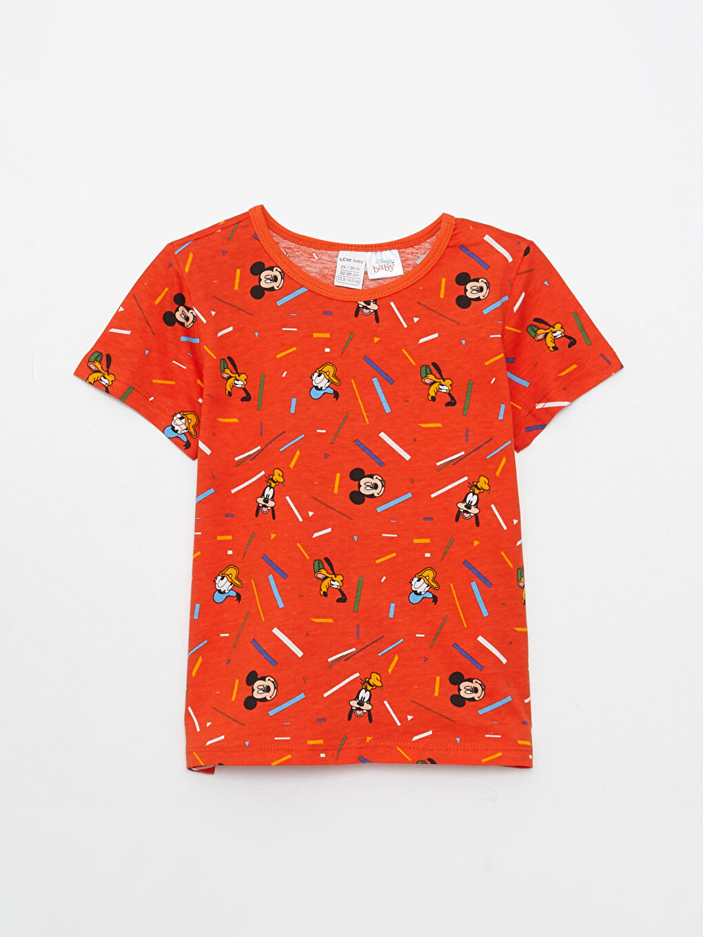 طقم بيجامة أولادي رضع ديزني بطبعة ميكي ماوس بكم قصير ورقبة دائرية قطعتين-2