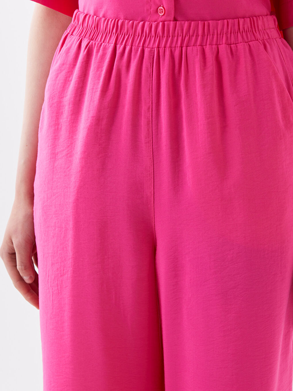 Брюки Женские Аэробин Однотонные На Эластичной Талии-3