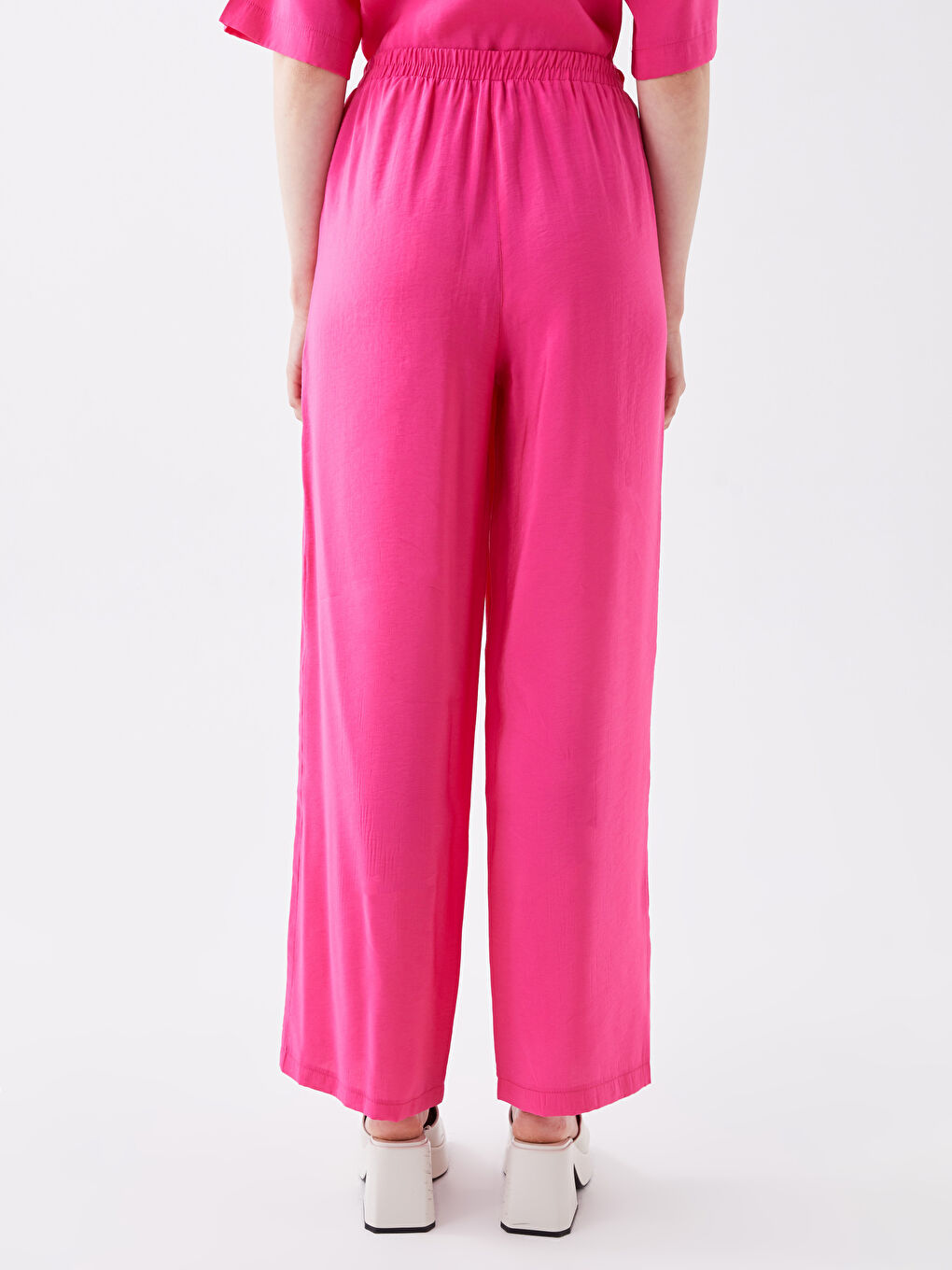 Брюки Женские Аэробин Однотонные На Эластичной Талии-4