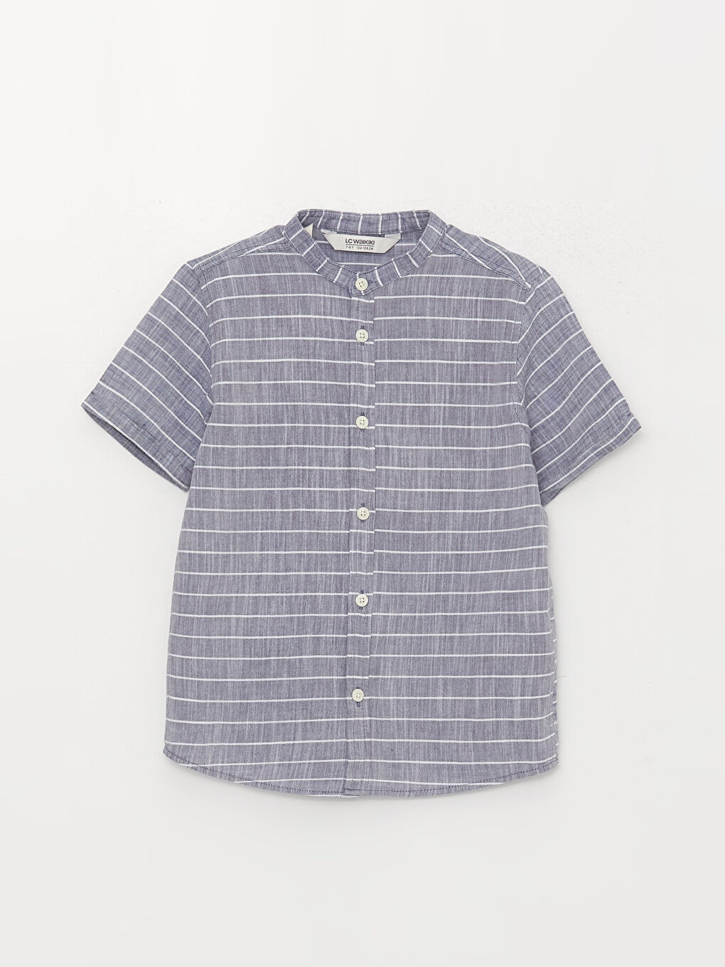 Lacivert Hakim Yaka Çizgili Kısa Kollu Erkek Çocuk Gömlek ve Şort-1