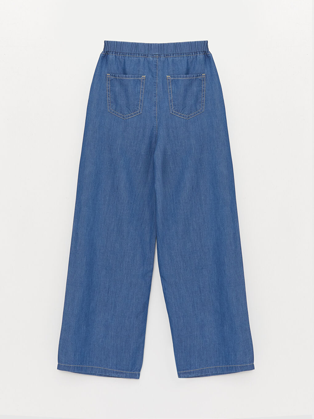 İndigo Beli Lastikli Wideleg Kız Çocuk Jean Pantolon-1