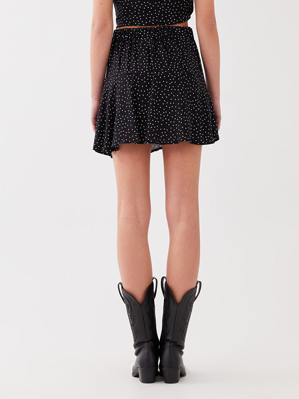 Women's Elastic Waist Polka Dot Shorts Skirt -S3EM08Z8-RQL