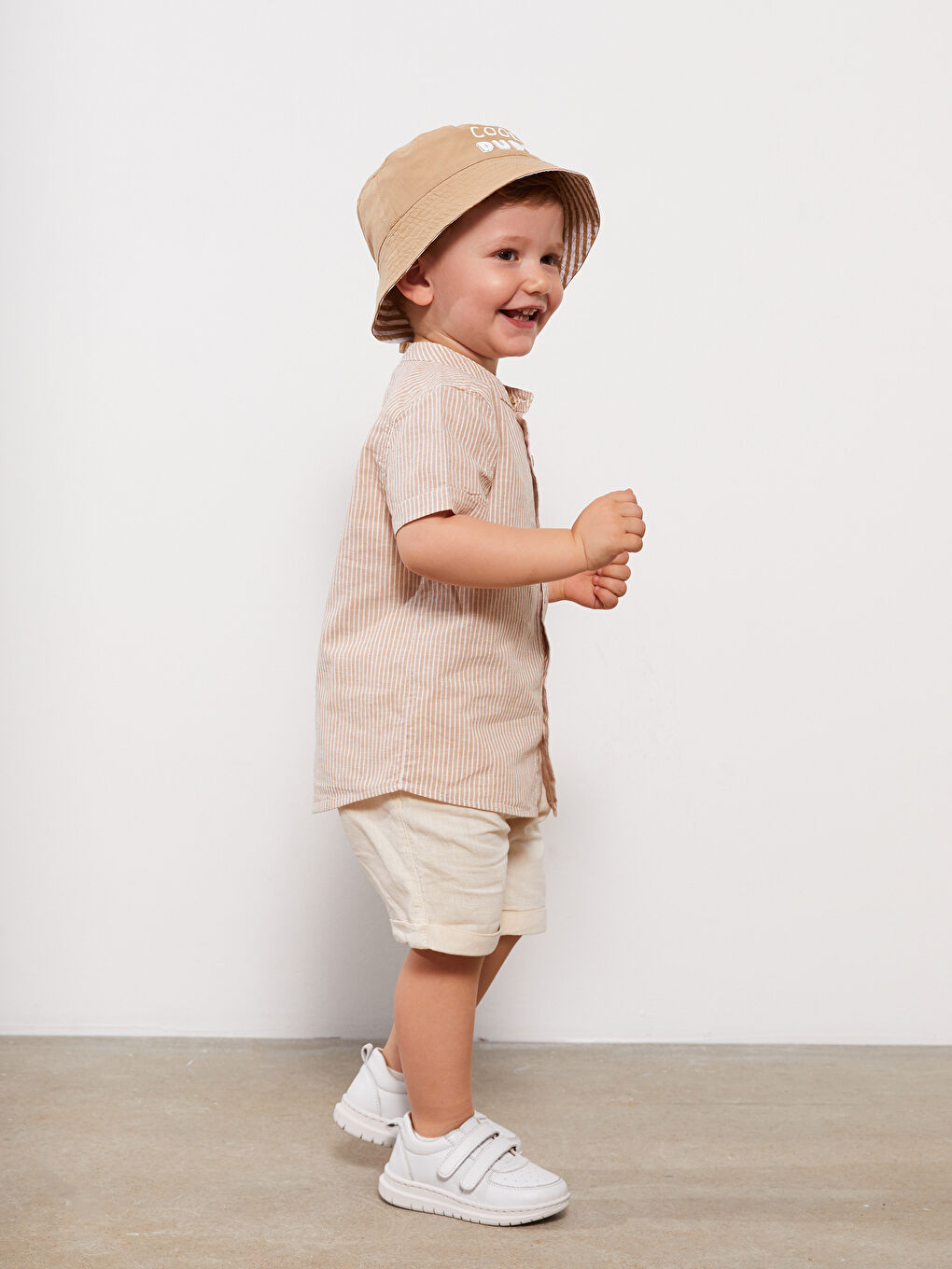 قميص بياقة مندرين كم قصير للأولاد الرضع-1