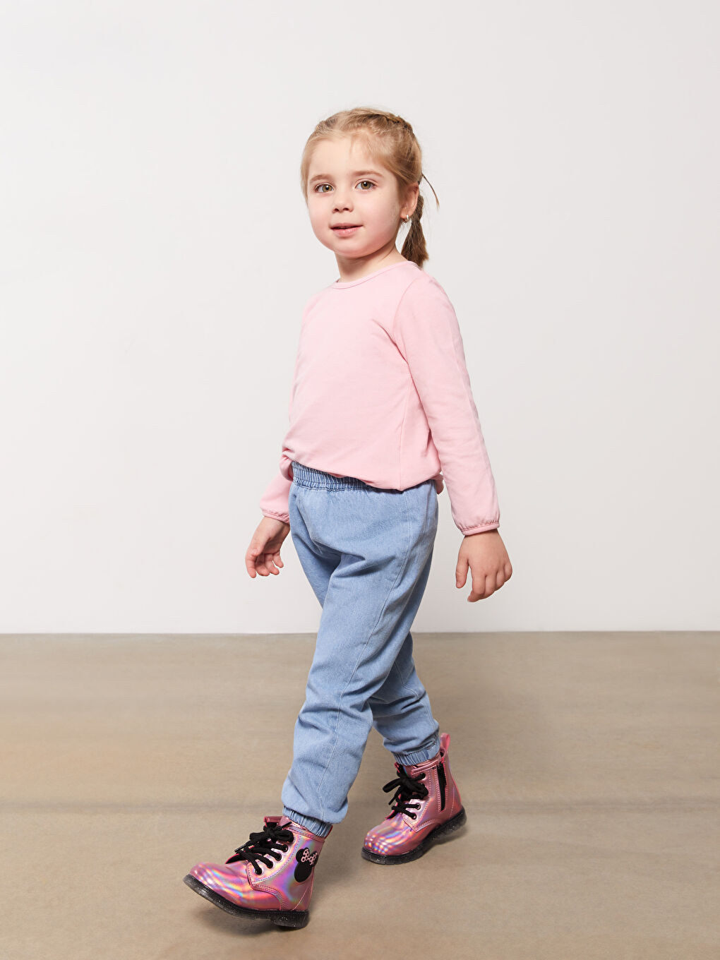 Elasticated Waist Basic Baby Girls' Jeans