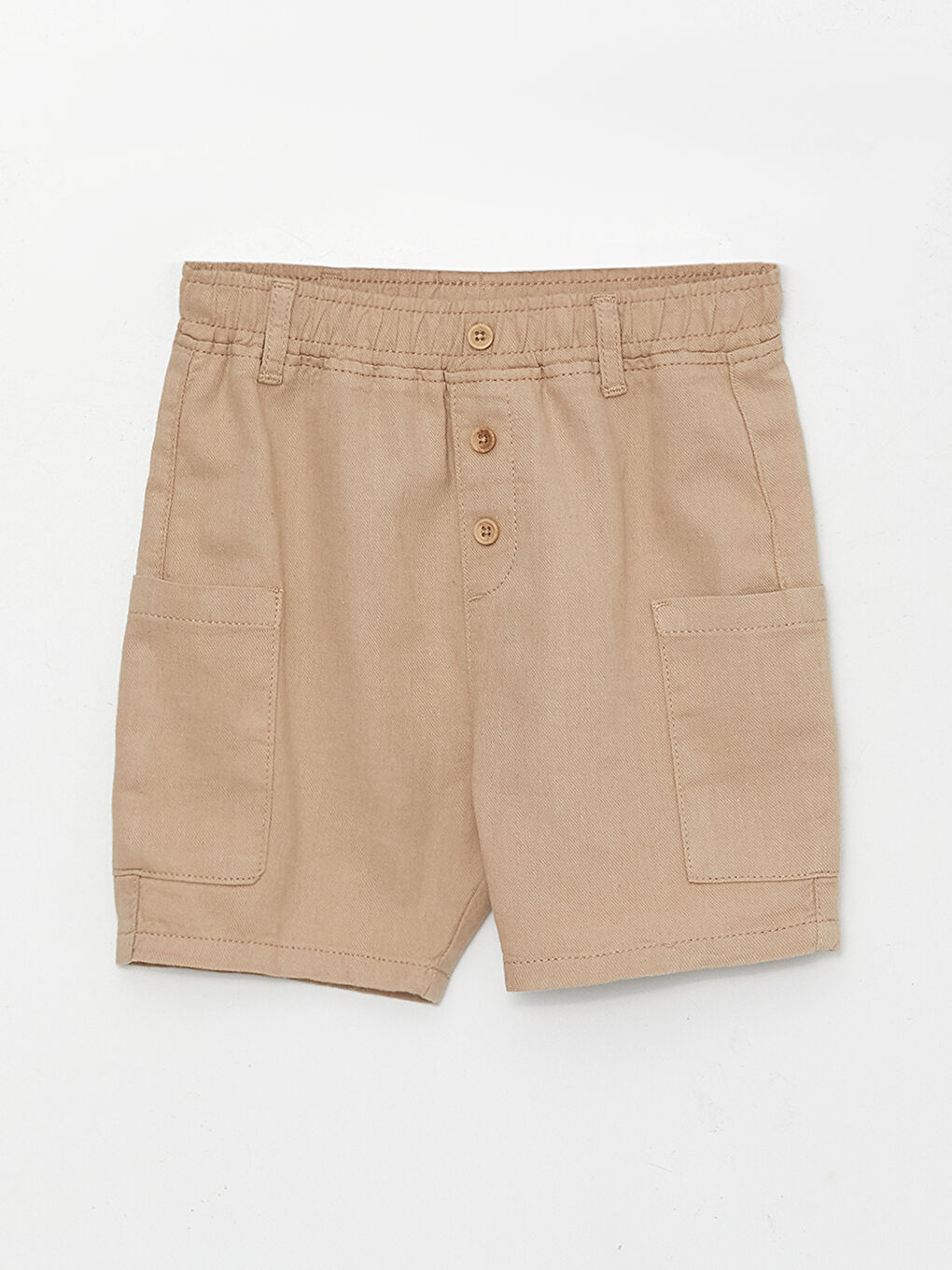 Ekru Bisiklet Yaka Kısa Kollu Erkek Bebek Tişört ve Şort 2'li Takım-5