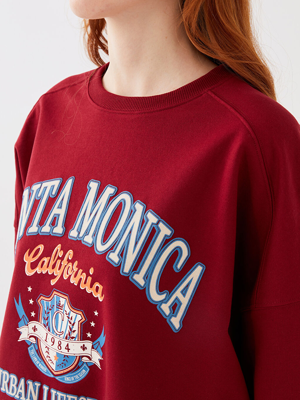 LCW Vision Crew Neck Printed Oversize Women's Thick Sweatshirt -S3EM33Z8-HQG
