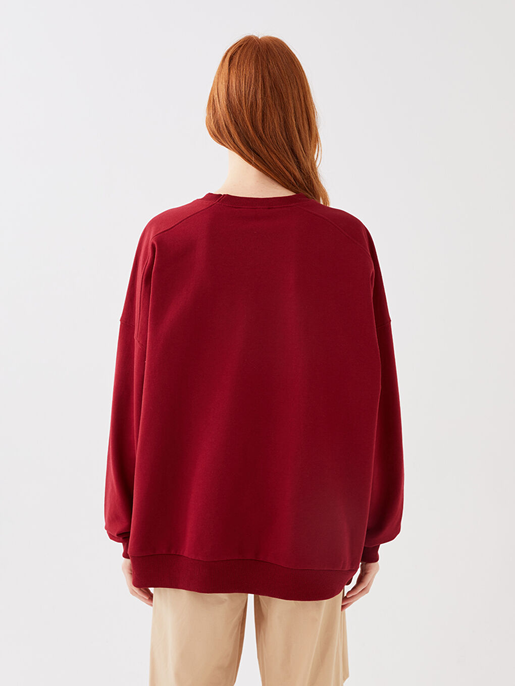 LCW Vision Crew Neck Printed Oversize Women's Thick Sweatshirt -S3EM33Z8-HQG