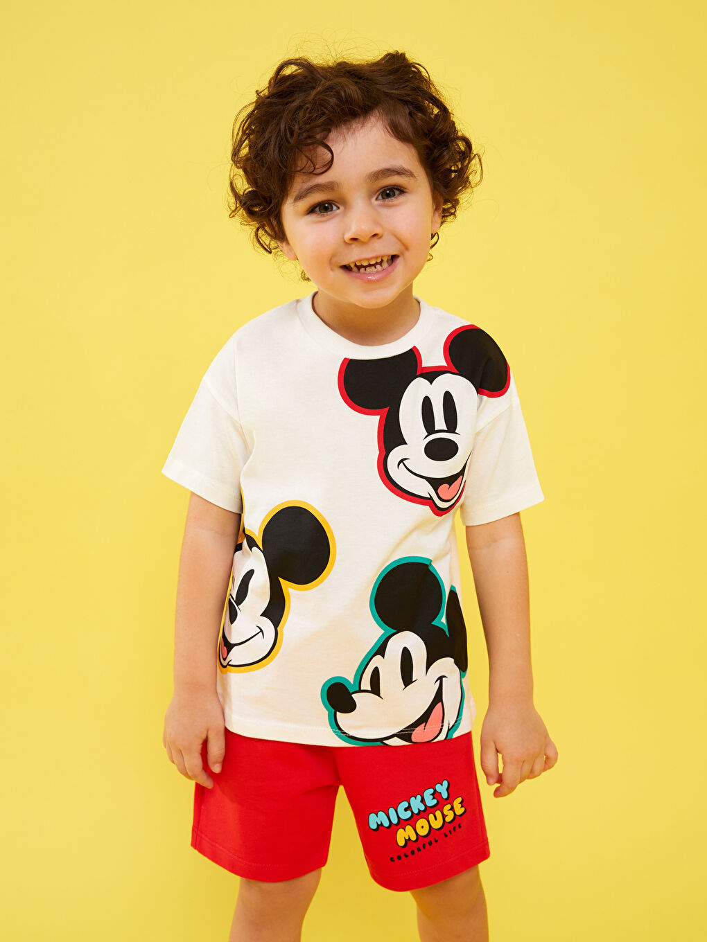 ياقة دائرية ميكي ماوس مطبوع للأولاد الرضع - ٣ قطع-1