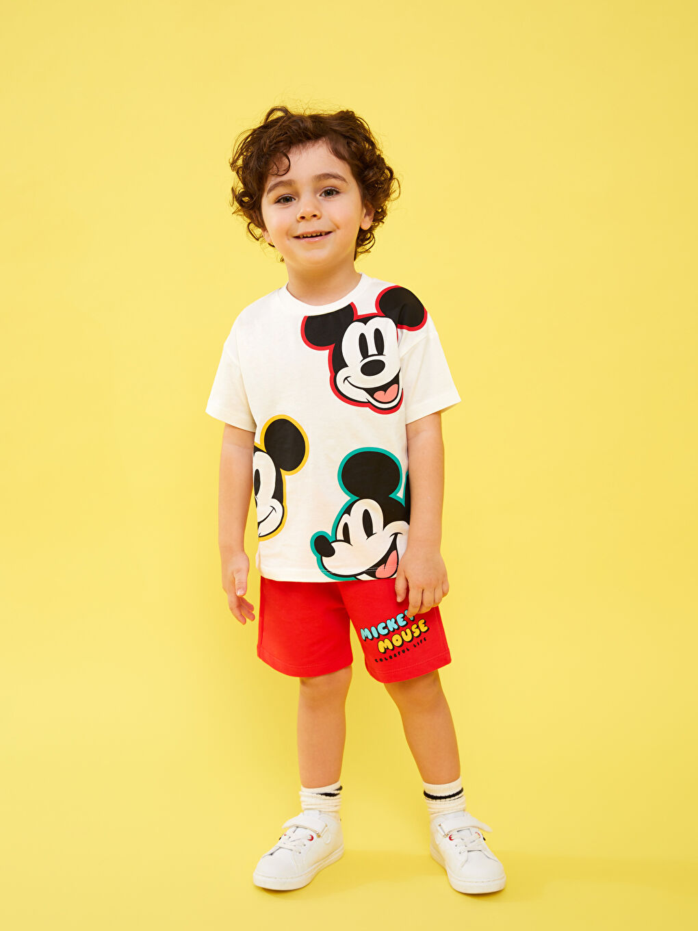 ياقة دائرية ميكي ماوس مطبوع للأولاد الرضع - ٣ قطع-2