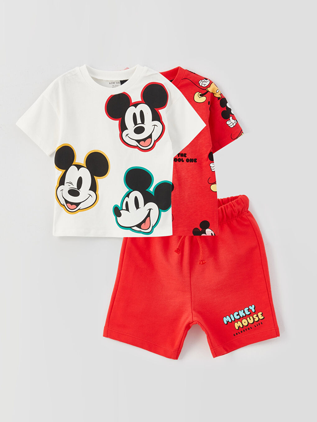 ياقة دائرية ميكي ماوس مطبوع للأولاد الرضع - ٣ قطع-3