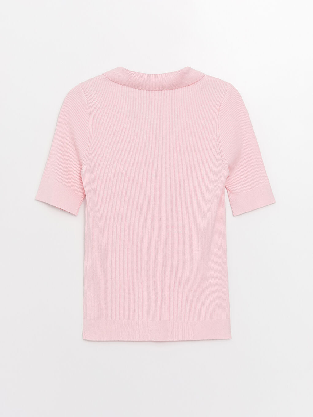 SOUTHBLUE Pembe Polo Yaka Düz Kısa Kollu Kadın Triko Hırka - 6