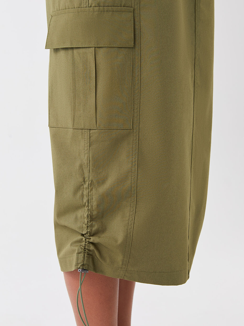 Elastic Waist Plain Poplin Women's Skirt -S3EM66Z8-V8H