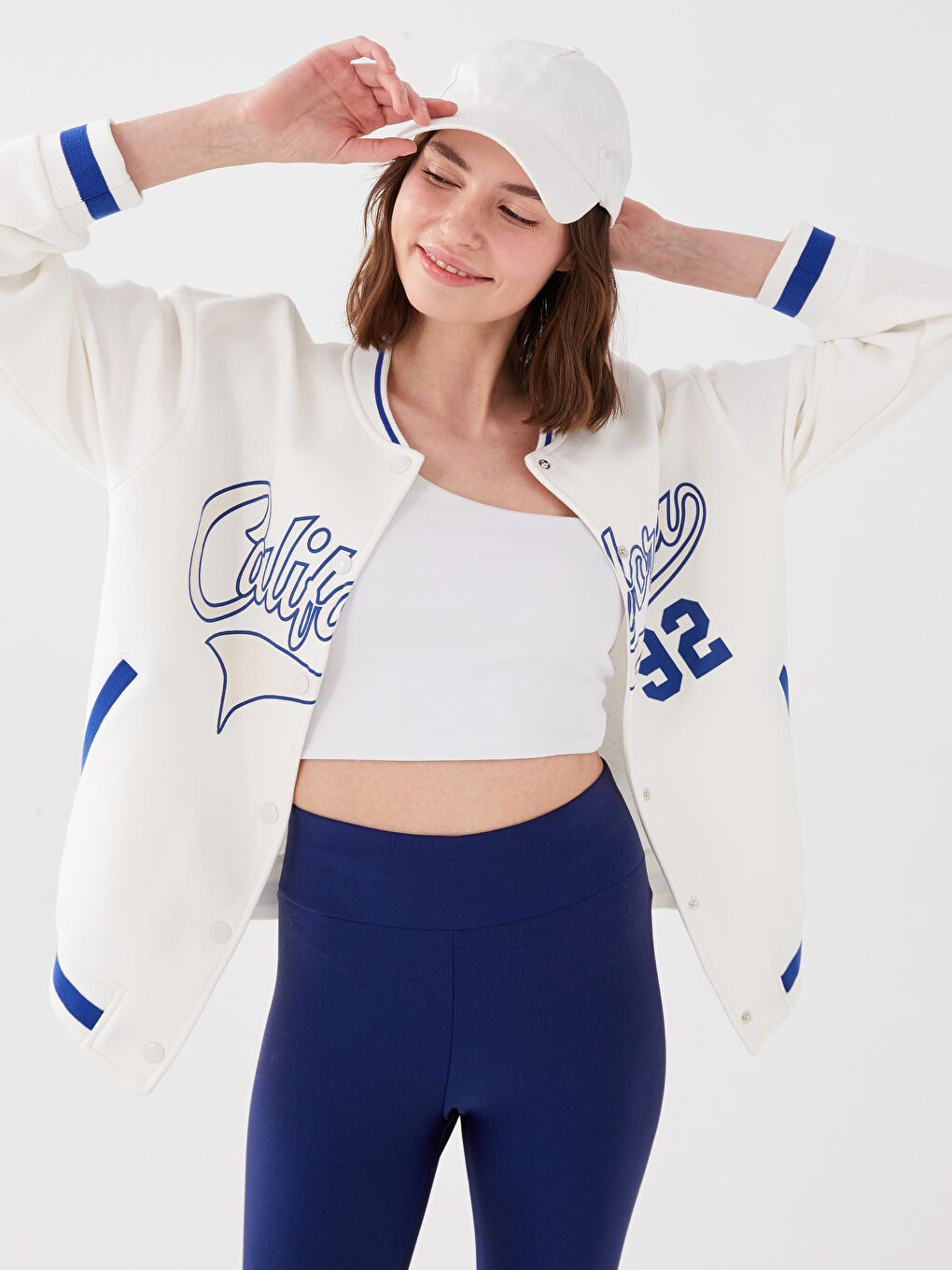 Толстовка на молнии с принтом и колледж-воротником для женщин, толстая-1