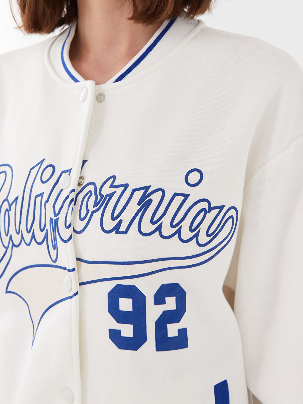 Толстовка на молнии с принтом и колледж-воротником для женщин, толстая-3