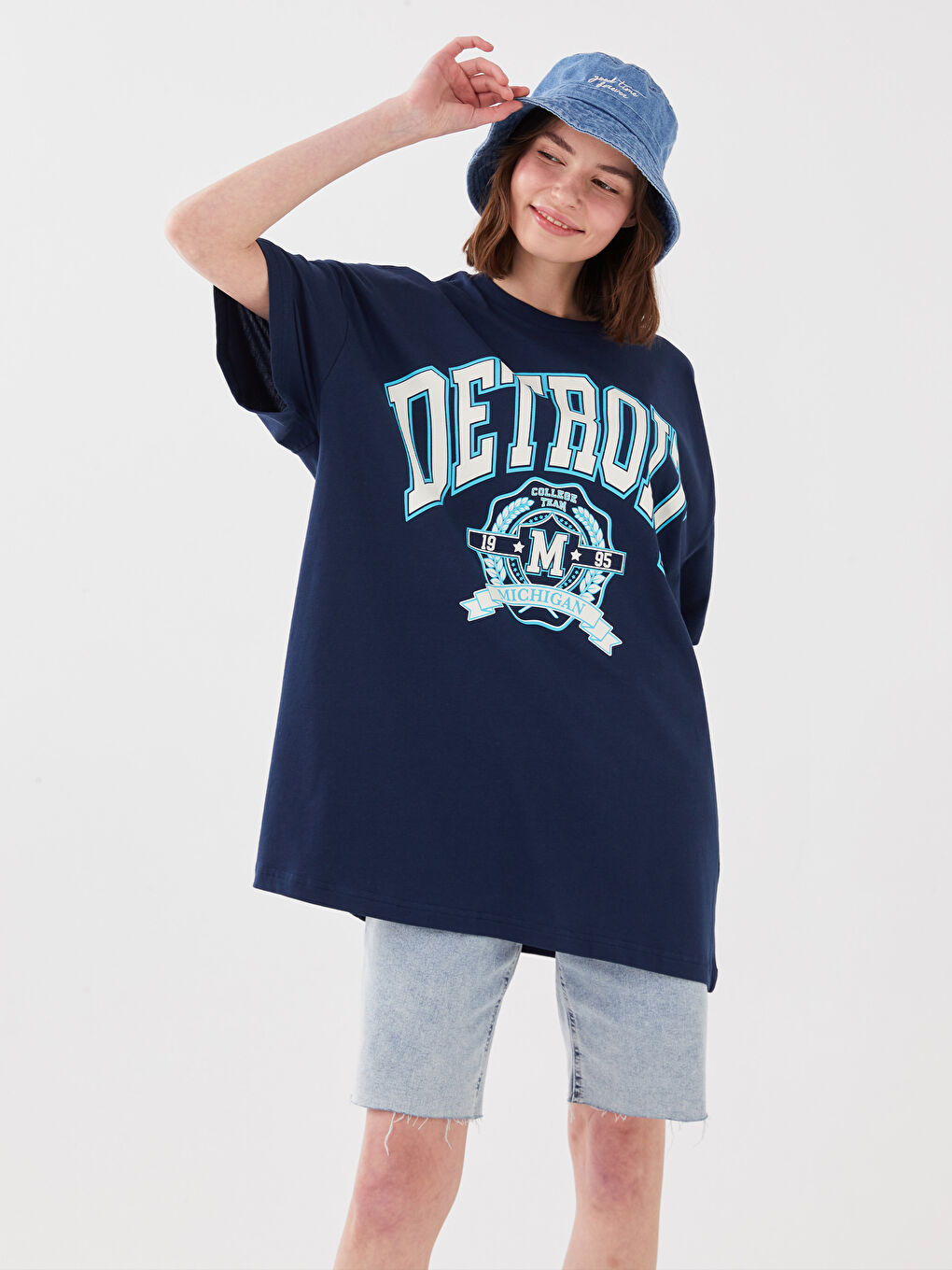 Tricou cu Mânecă Scurtă Imprimat cu Guler Rotund pentru Femei